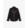 The Kooples Womens Contrast-embroidered Long-sleeved Cotton Shirt Black In Black