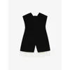 The Kooples Womens Black Contrast-hem V-neck Linen-blend Mini Dress