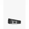 The Kooples Womens  Engraved-buckle Leather Belt In Black