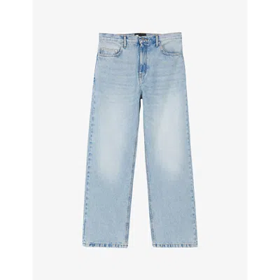 The Kooples Womens  Faded-wash Straight-leg Mid-rise Jeans In Blue Bleached / Navy