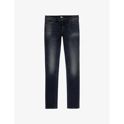 The Kooples Womens Blue Electric Faded-wash Straight-leg Mid-rise Stretch-denim Jeans