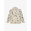 THE KOOPLES WOMENS BEIGE TAUPE FLORAL-PRINT PATCH-POCKET DENIM JACKET
