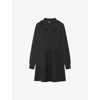 The Kooples Womens Black Frill-collar Long-sleeved Knitted Mini Dress Xs In Black