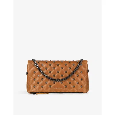 The Kooples Womens Brown Héritage Small Leather Clutch Bag