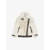 The Kooples Womens White High-collar Faux-fur Jacket In Gold