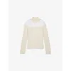 The Kooples Womens High-neck Tulle-trim Cotton-blend Jumper Ecru In Ecru