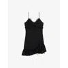 The Kooples Womens  Lace-embroidered Frill-hem Woven Mini Dress