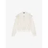 The Kooples Womens Lace-embroidered Frill-trim Zip-up Woven Jacket Ecru In Ecru