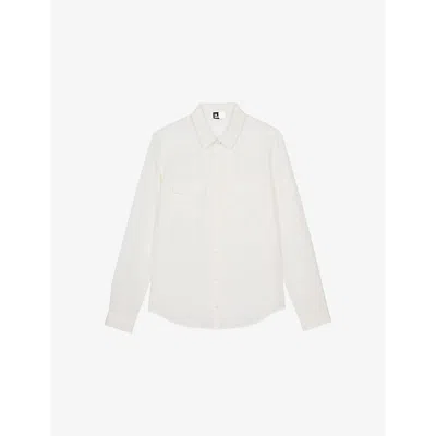 The Kooples Womens Lace-panel Patch-pocket Silk Shirt Ecru