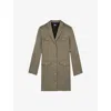 The Kooples Womens Kaki Lapel-collar Button-embellished Linen And Cotton-blend Mini Dress