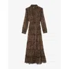 The Kooples Womens Leopard-print Long-sleeve Mesh Maxi Dress In Leopard