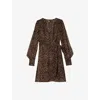 The Kooples Womens Leopard-print Long-sleeve Mesh Mini Dress In Leopard