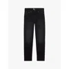 The Kooples Womens Black Washed Logo-patch Slim-leg Mid-rise Stretch-denim Jeans In Black Washed