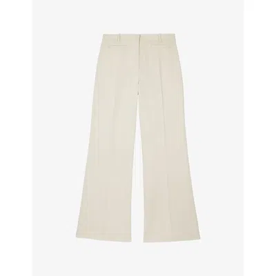 The Kooples Womens  Mid-rise Wide-leg Cotton Trousers In Brown