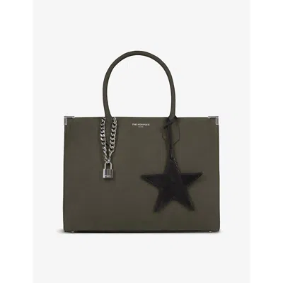 The Kooples Womens Ming Canvas Tote Bag Kak In Kaki