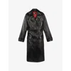 The Kooples Womens Black Notched-lapel Detachable-belt Regular-fit Leather Coat In Black