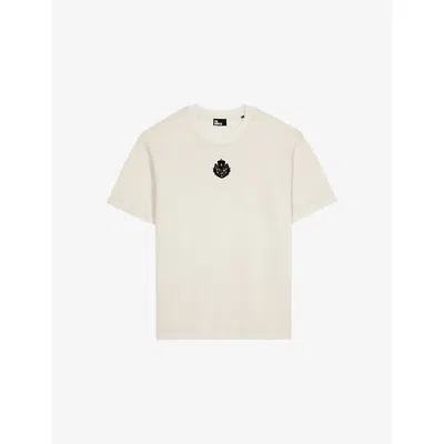 The Kooples Womens Ecru Oversized Brand-embroidered Cotton-jersey T-shirt