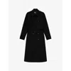 The Kooples Womens Black Padded-shoulder Double-breasted Cotton Trench Coat In Black