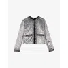 The Kooples Womens Padded-shoulder Sequin And Pearl-embellished Jacket Silver In Silver