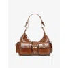 The Kooples Womens Brown Patch-pocket Leather Shoulder Bag In Brown