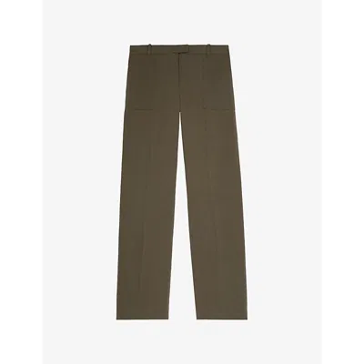 The Kooples Womens Kaki Patch-pocket Mid-rise Cotton Trousers