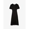The Kooples Womens Black Polka-dot Button-down Woven Maxi Dress In Black