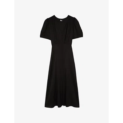The Kooples Womens Black Polka-dot Button-down Woven Maxi Dress