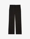 The Kooples Womens Black Pressed-crease Straight-leg High-rise Wool Trousers In Black
