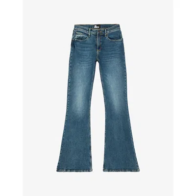 The Kooples Womens Vintage Blue Regular-fit Flared-leg Mid-rise Stretch-denim Jeans