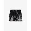 The Kooples Womens Sequin-embellishment Woven Mini Skirt Black Stone In Black Stone