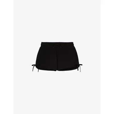 The Kooples Womens Anthracite Side-tie Elasticated-waist Cotton Shorts In Gray