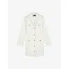The Kooples Womens  Single-breasted Long-sleeve Linen-blend Mini Dress In Beige