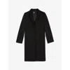 The Kooples Womens Single-breasted Notch-collar Wool-blend Coat Black In Black