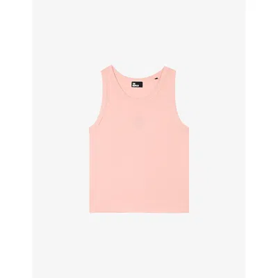 The Kooples Womens Blush Sleeveless Logo-embroidered Cotton T-shirt In Pink
