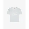 The Kooples Womens Light Blue Slogan-print Cotton-jersey T-shirt Xs In White