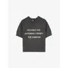The Kooples Womens Middle Grey Mel/white Slogan-print Short-sleeve Knitted Jumper