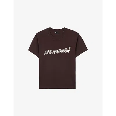 The Kooples Womens  Slogan-print Short-sleeve Cotton T-shirt In Brown