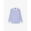 The Kooples Womens Striped Long-sleeved Cotton Shirt Blue White In Blue White
