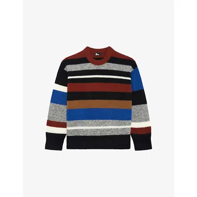 The Kooples Womens Multicolor Striped Relaxed-fit Wool-blend Jumper Xs