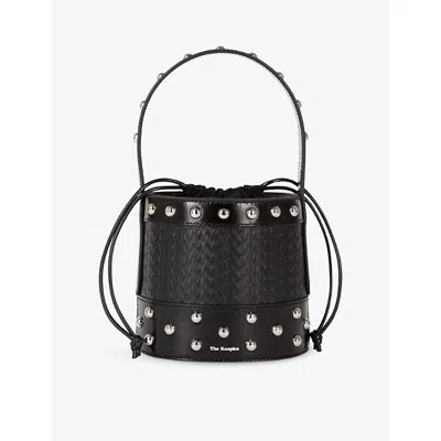 The Kooples Womens Black Stud-embellished Leather Bucket Bag