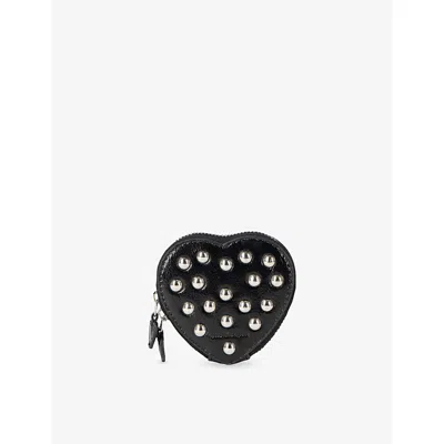 The Kooples Womens Black Stud-embellished Leather Coin Purs