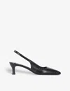 The Kooples Womens Black Stud-embellished Pointed-toe Leather Heeled Slingback Courts In Black
