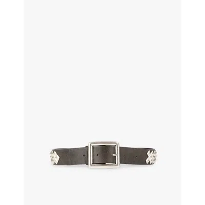 The Kooples Womens  Studded-design Leather Belt In Brown