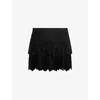 The Kooples Womens Black Tiered Scalloped-trim Lace Mini Skirt In Black
