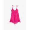 The Kooples Womens Fushia V-neck Tie-strap Woven Mini Dress