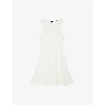 The Kooples Womens Light Beige V-neck Sleeveless Knitted Mini Dress In Neutral