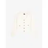 The Kooples Womens Ecru Wide-collar Pocket-front Cotton And Wool-blend Knitted Cardigan Xs In Ecru