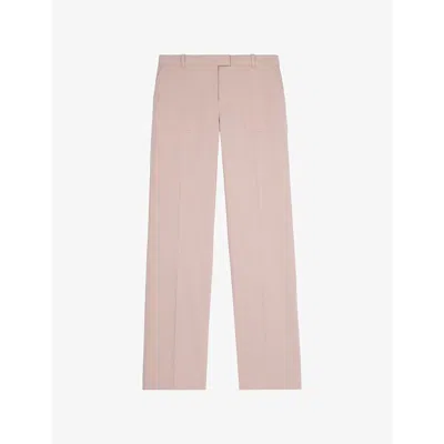 The Kooples Womens Pink Wide-leg Mid-rise Cotton Trousers