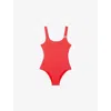The Kooples Womens  X Luz Pepa Scoop-neck Textured Swimsuit In Red