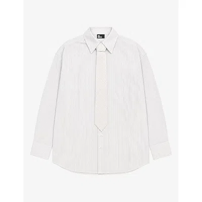 The Kooples Womens Tie-detail Striped Cotton Shirt White